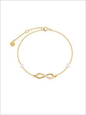 10k Real Gold Diamond Infinity Bracelet Natural Diamond Freshwater Pearl